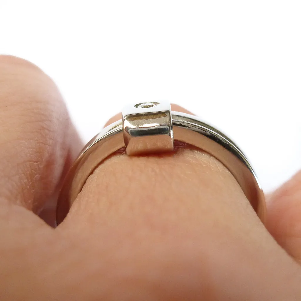Platinum and diamond two band ring - modern and unique