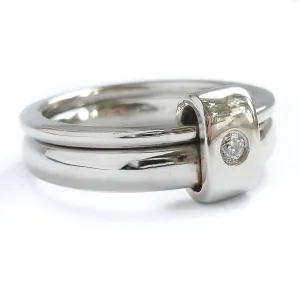 Platinum and diamond two band ring - modern and unique