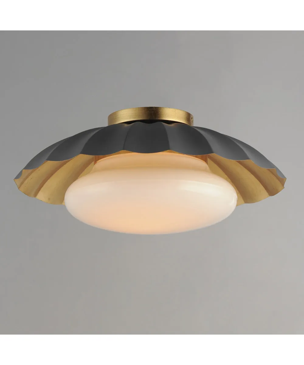 Primrose 1-Light Flush Mount Dark Grey / Gold Leaf