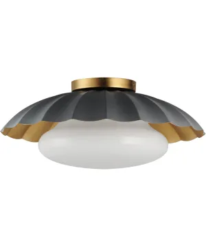 Primrose 1-Light Flush Mount Dark Grey / Gold Leaf