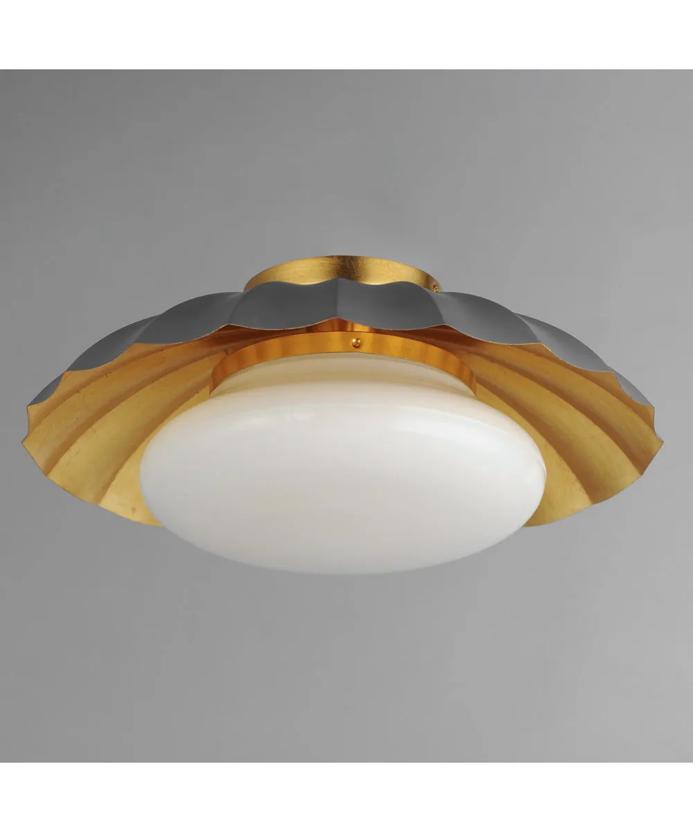 Primrose 1-Light Flush Mount Dark Grey / Gold Leaf