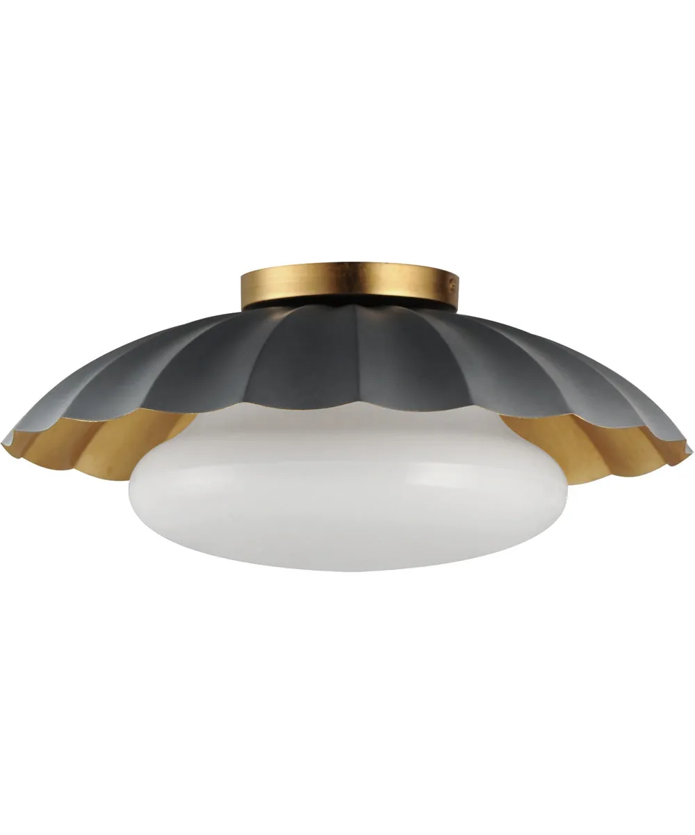 Primrose 1-Light Flush Mount Dark Grey / Gold Leaf