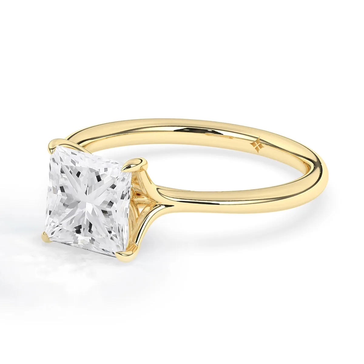 Princess Solitaire Split Shank Engagement Ring