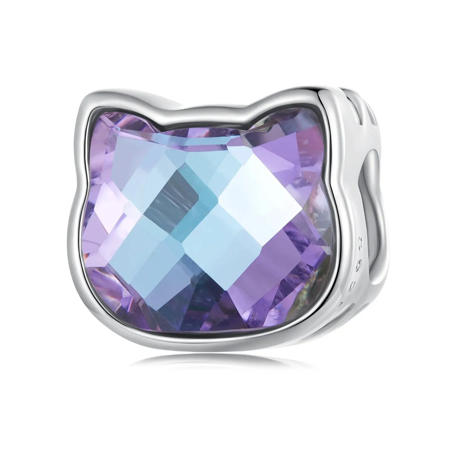 Purple Gemstone Cat Bead Charm