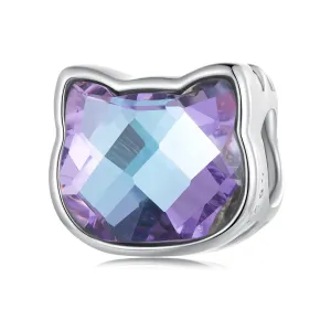 Purple Gemstone Cat Bead Charm