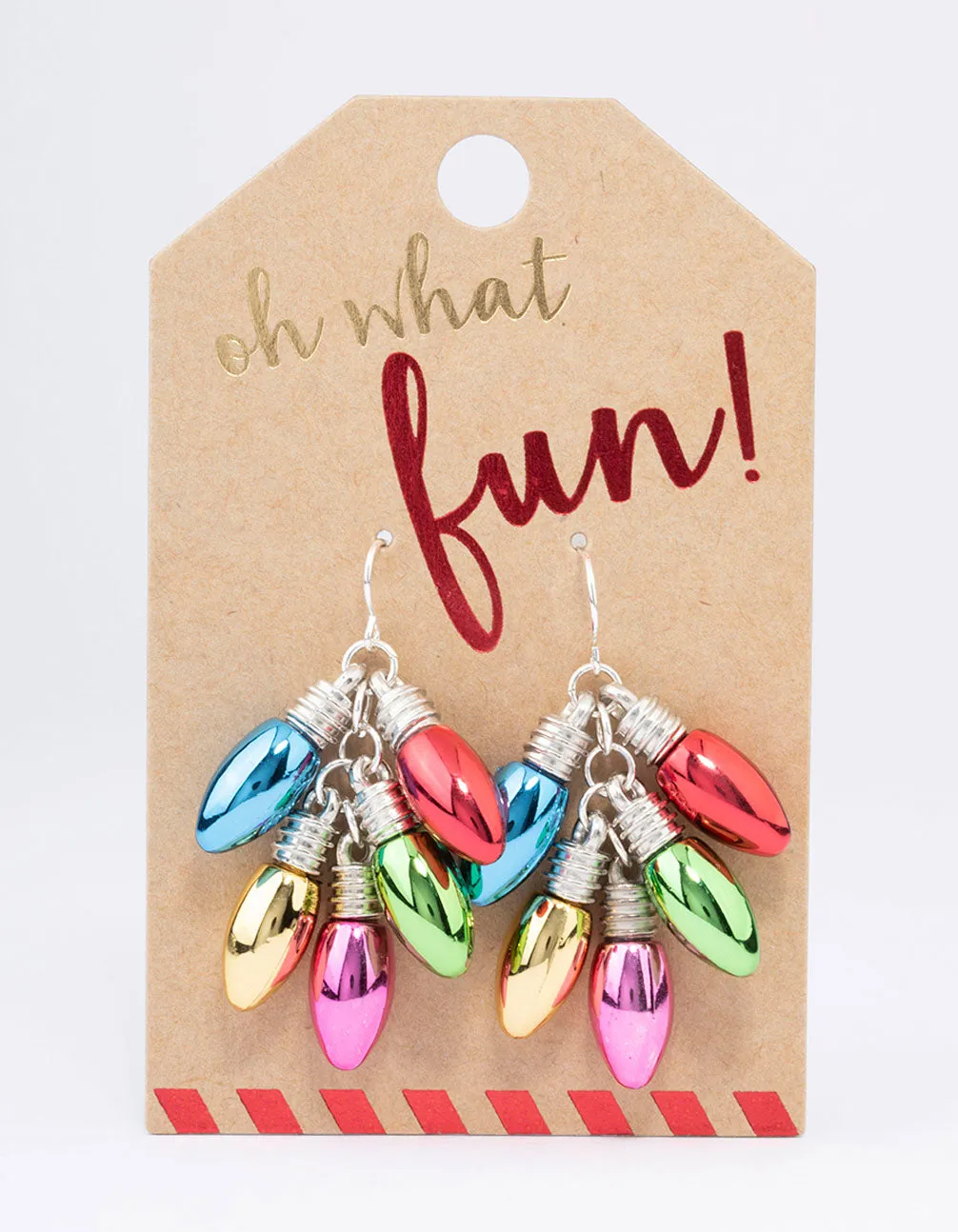 Rainbow Christmas Light Cluster Drop Earrings
