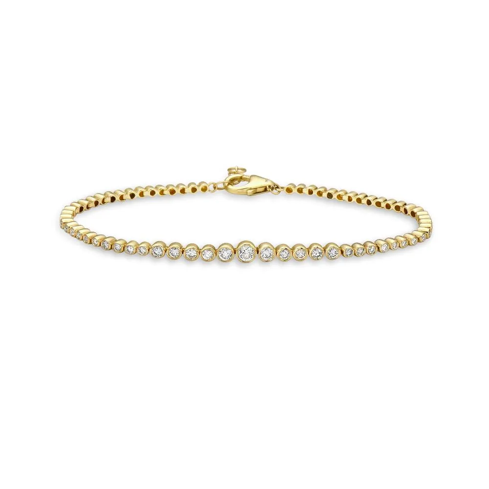 Ready to Ship HalfWay Graduated Diamond Tennis Bracelet (0.80 ct.) Bezel Set in 14K Gold