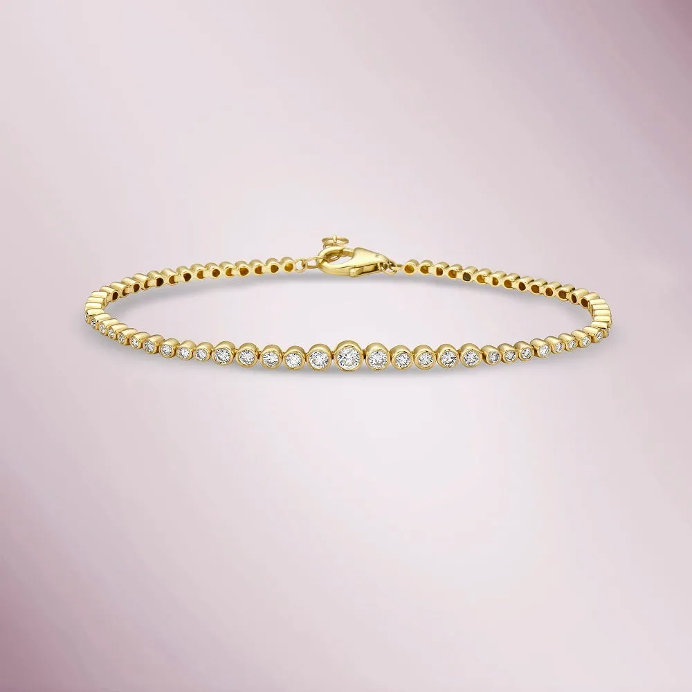 Ready to Ship HalfWay Graduated Diamond Tennis Bracelet (0.80 ct.) Bezel Set in 14K Gold