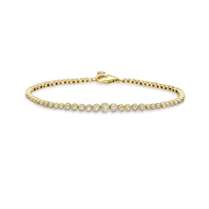 Ready to Ship HalfWay Graduated Diamond Tennis Bracelet (0.80 ct.) Bezel Set in 14K Gold