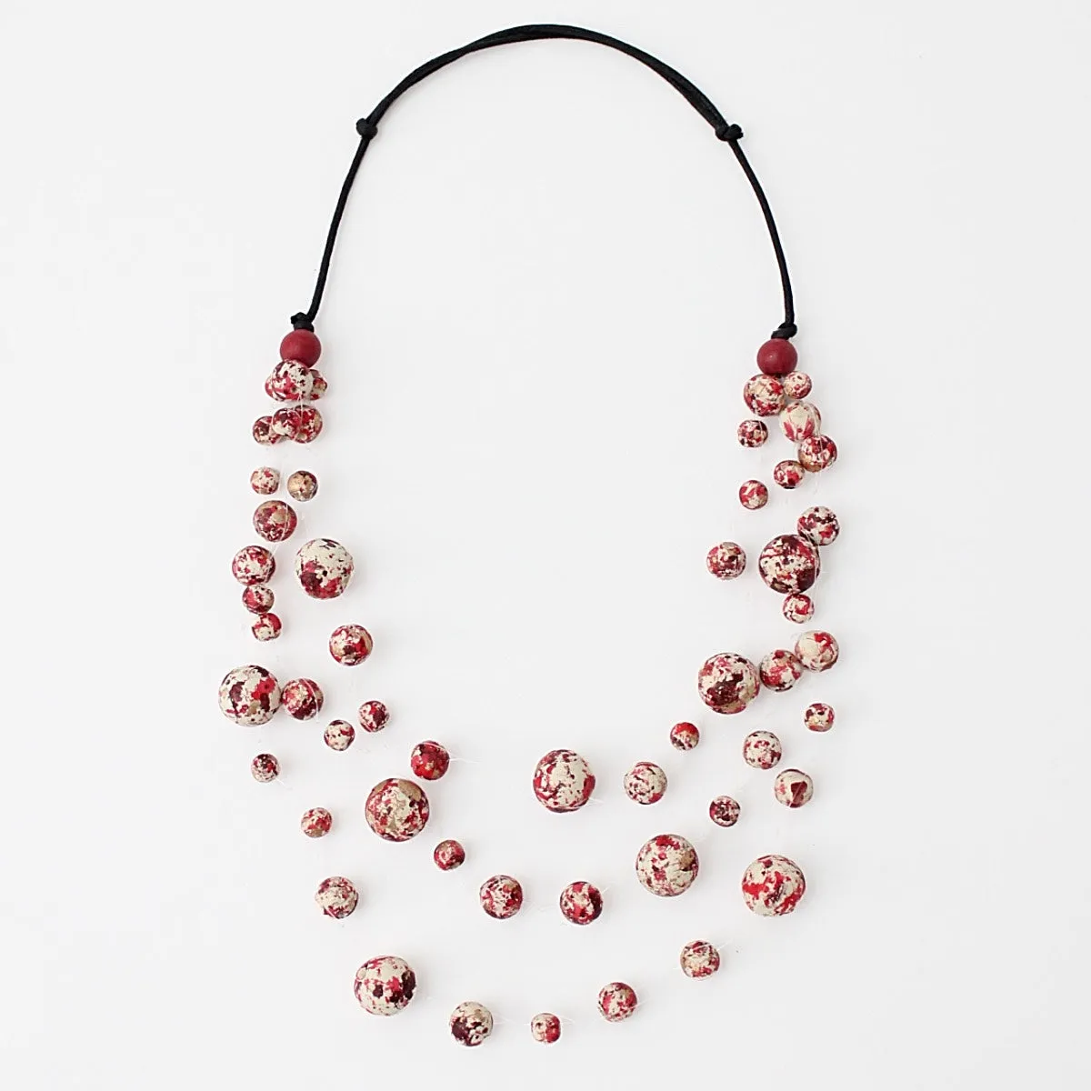 Red and White Marbled Anika Necklace