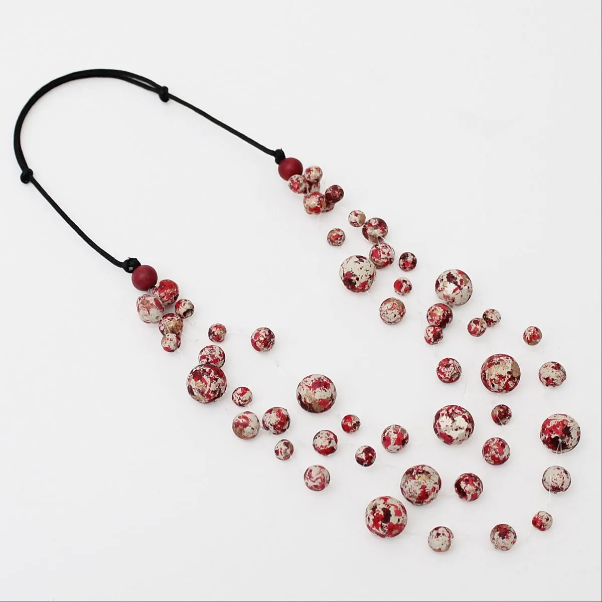 Red and White Marbled Anika Necklace