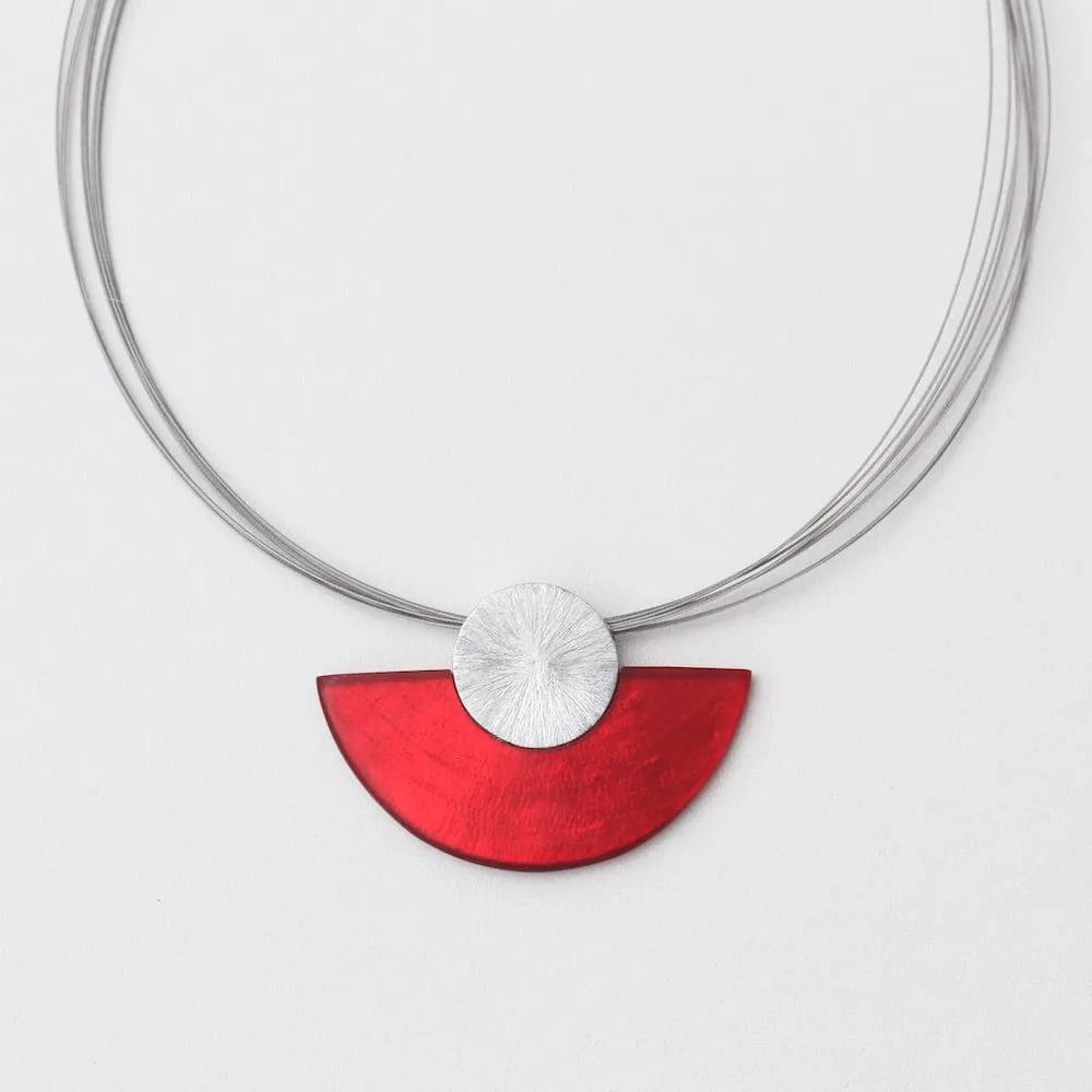 RED HALF MOON NECKLACE