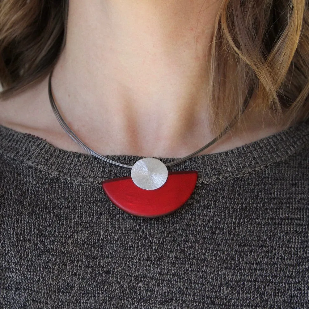 RED HALF MOON NECKLACE