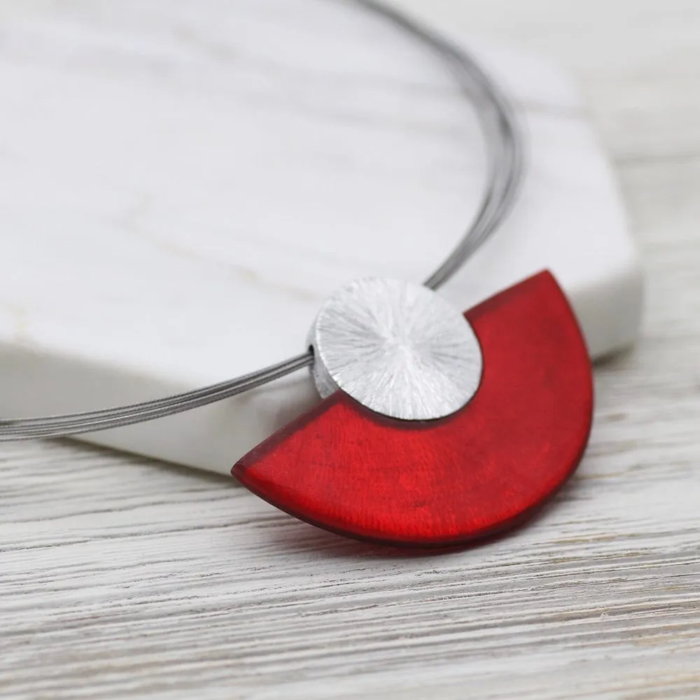 RED HALF MOON NECKLACE