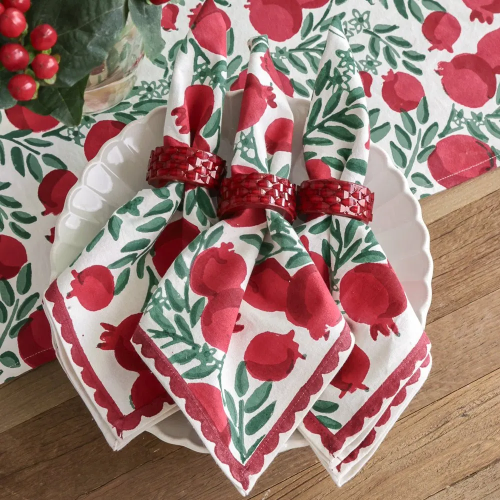 Red Round Resin Beaded Napkin Ring | Set of 4