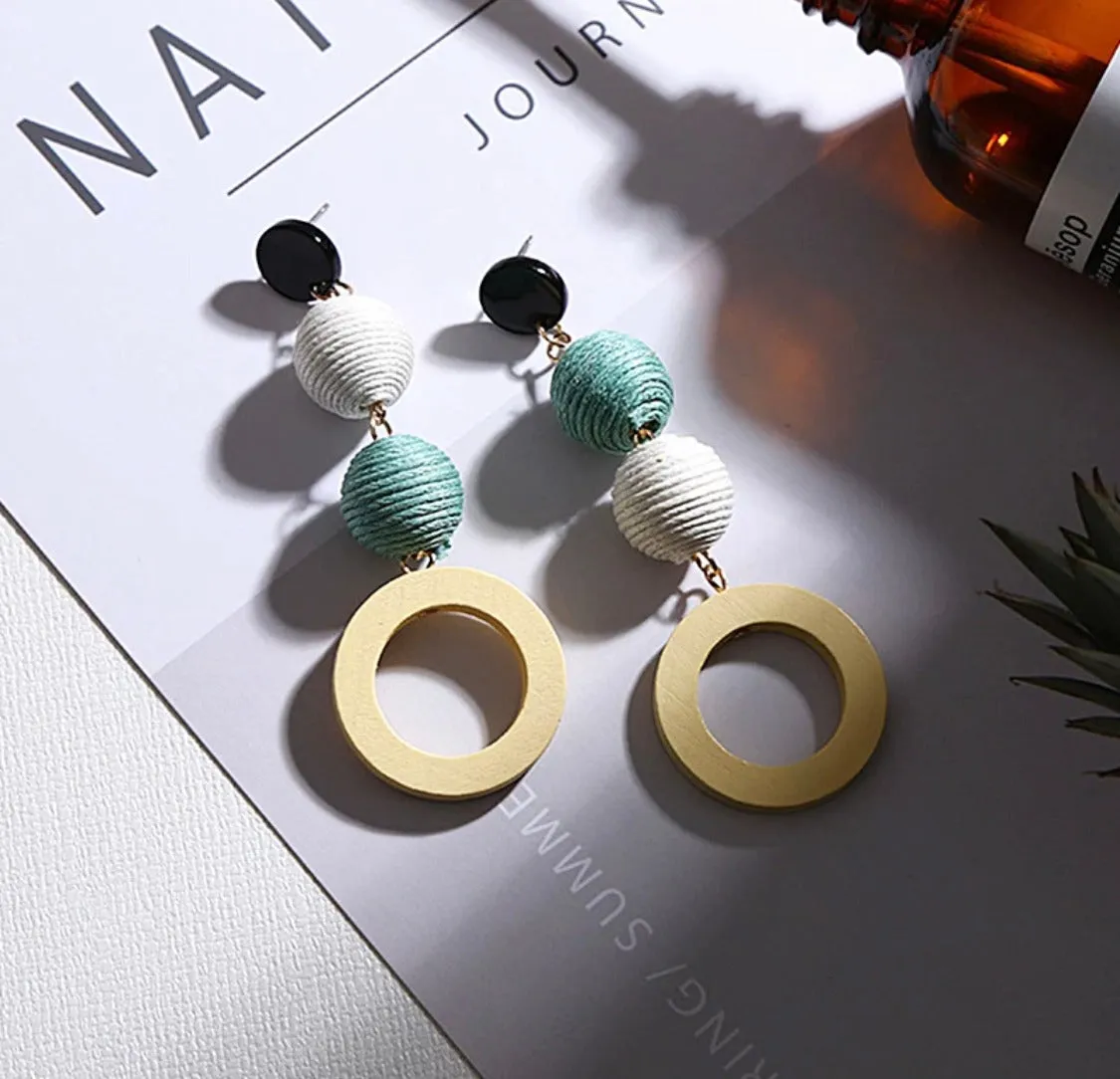 Retro Colors Fashion Big Circle Ball Earrings