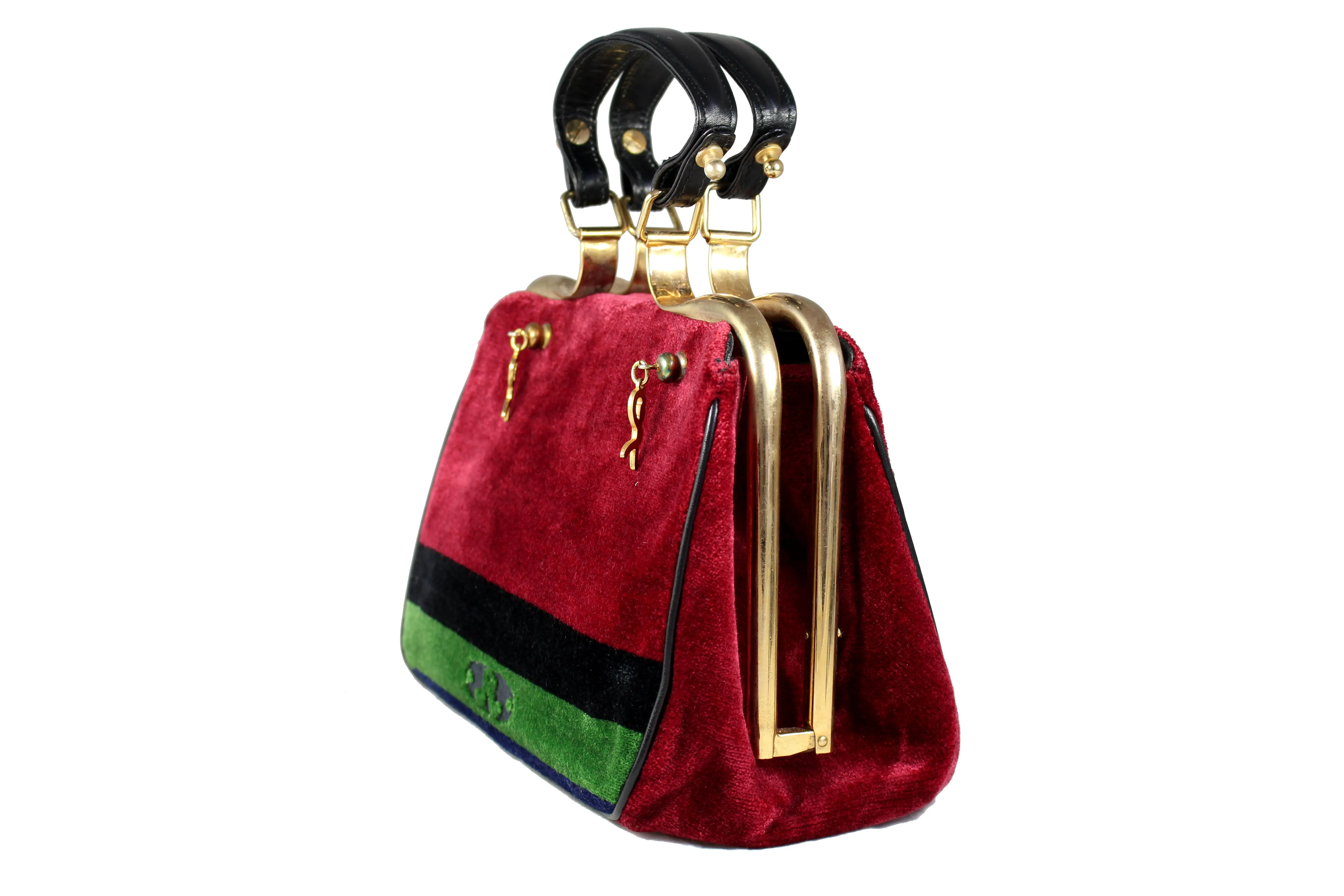 ROBERTA DI CAMERINO red velvet caravel handbag