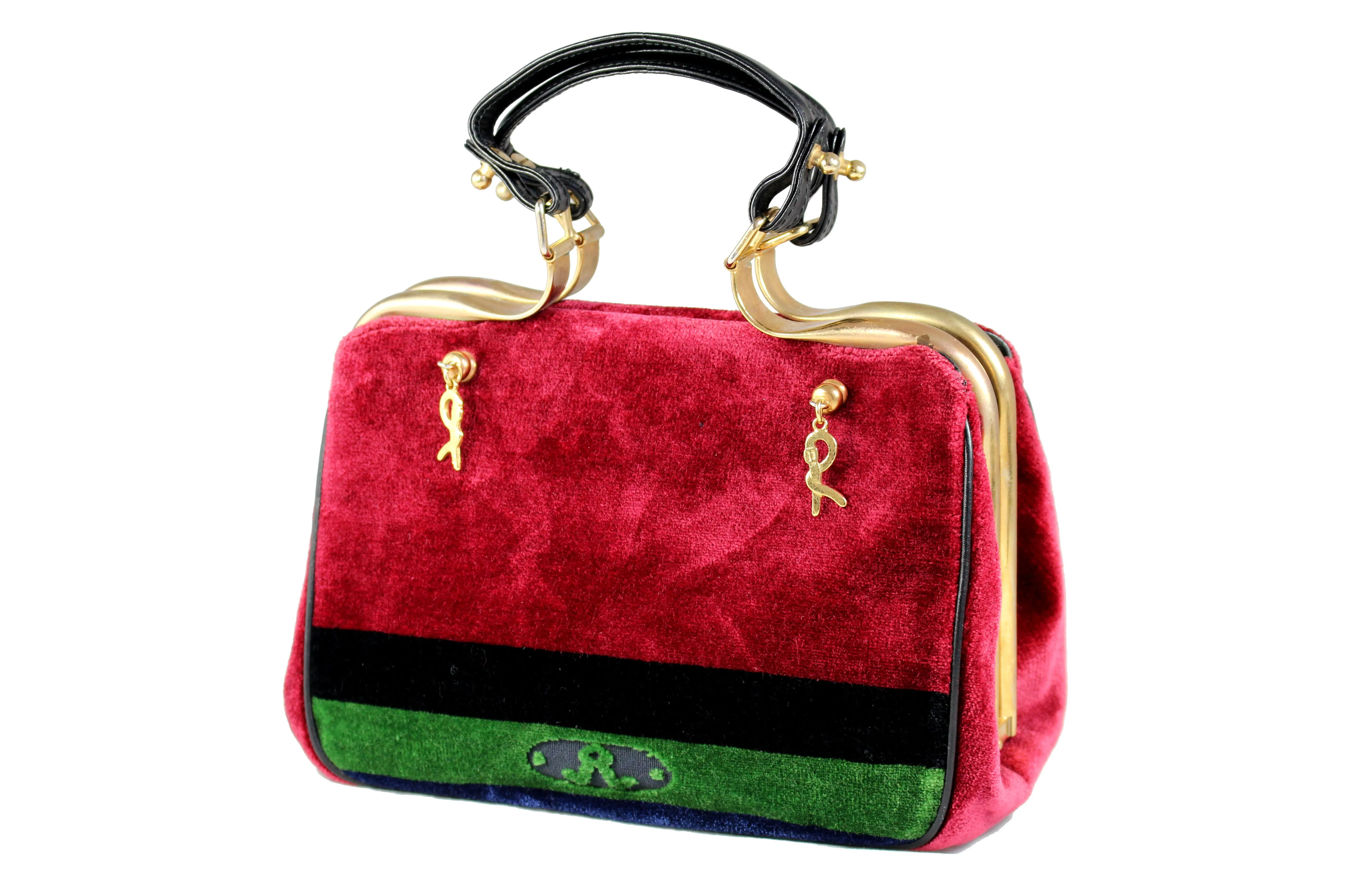 ROBERTA DI CAMERINO red velvet caravel handbag