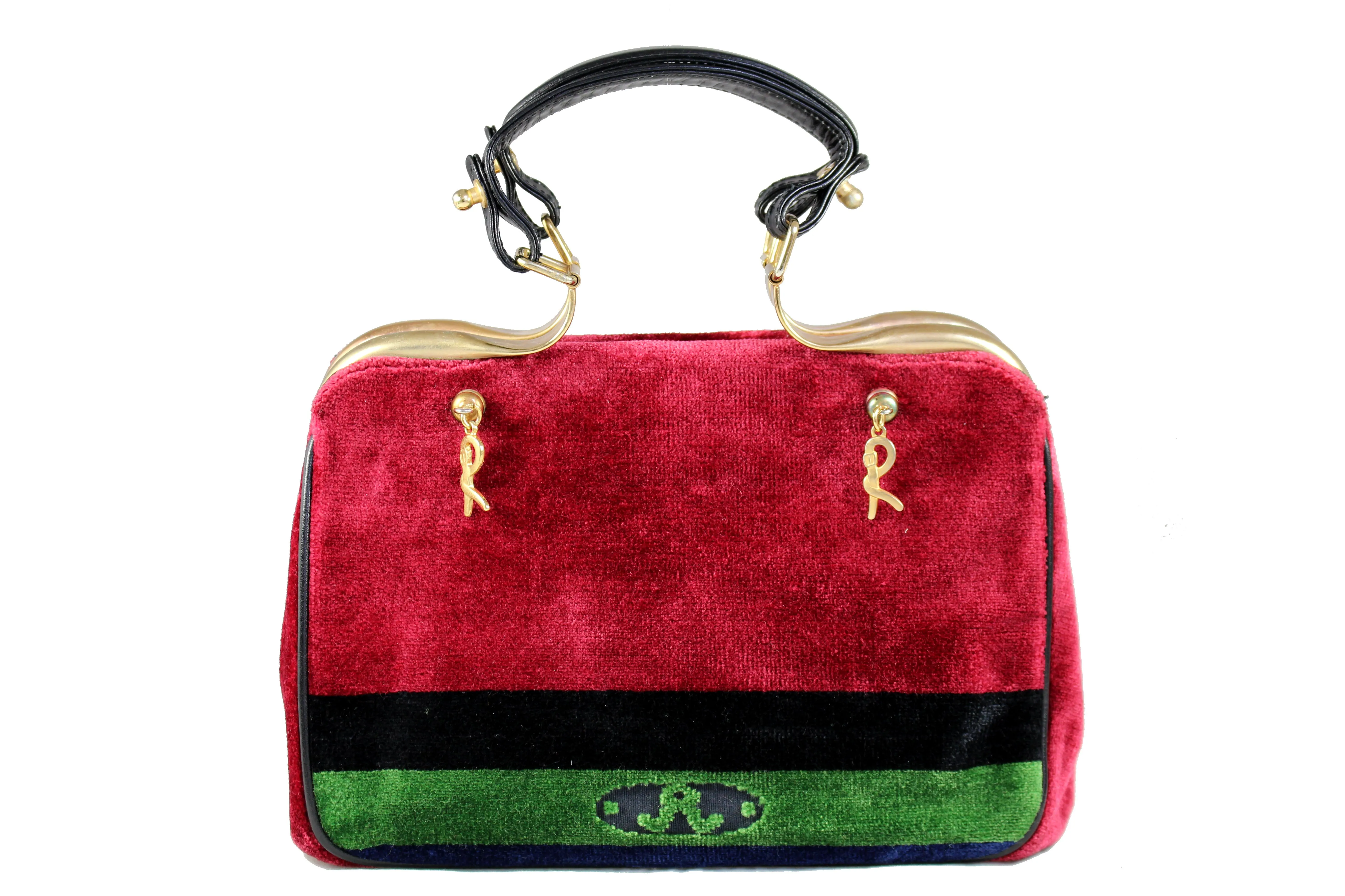 ROBERTA DI CAMERINO red velvet caravel handbag