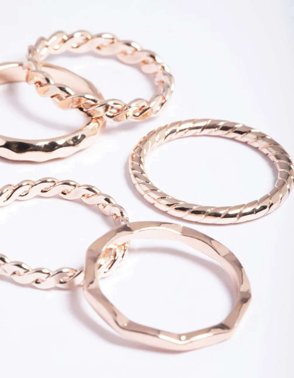 Rose Gold Crossiant Rings 5-Pack