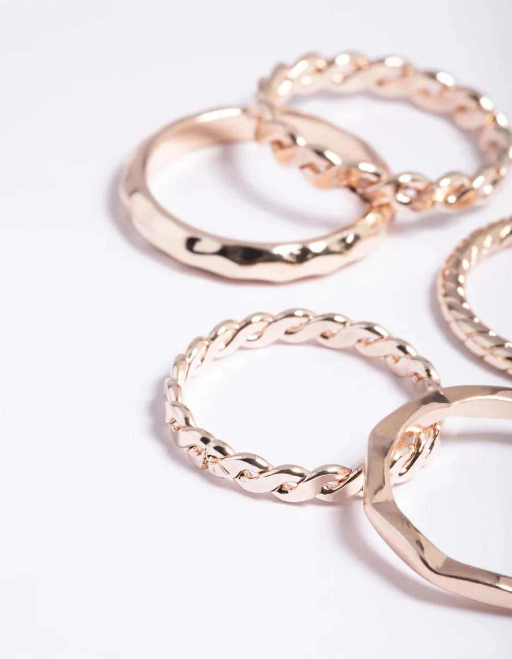 Rose Gold Crossiant Rings 5-Pack