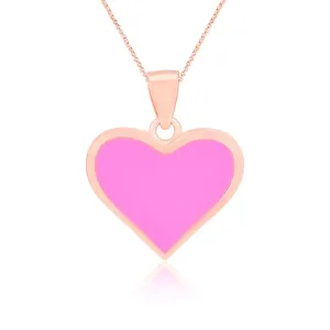 Rose Gold Plated 925 Pink Enamel Heart Pendants