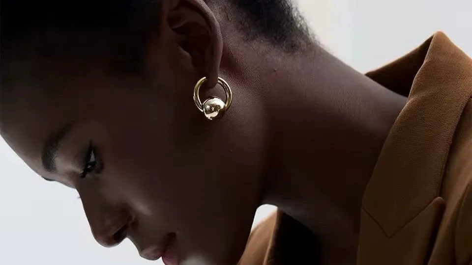 ROUND BALL HOOP EARRINGS