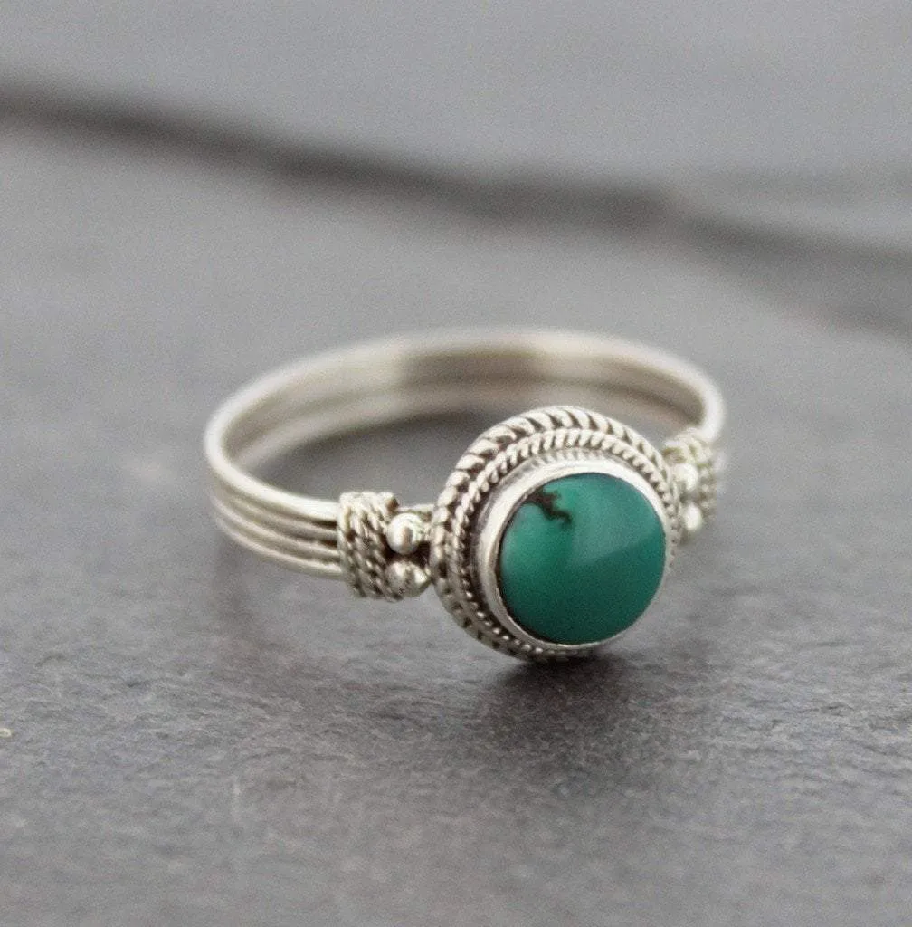 Round Turquoise Stone Ring