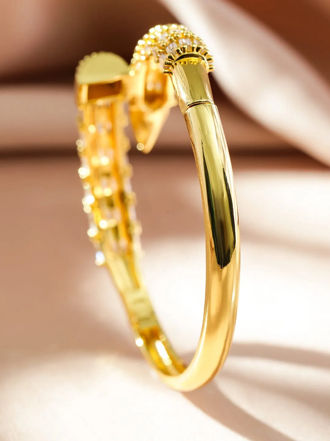 Rubans 22K Gold-Plated Luxurious Snake-Inspired Cubic Zirconia Bracelet