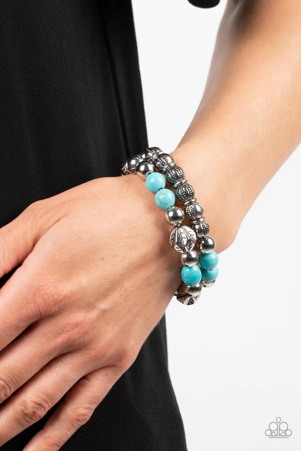 Sagebrush Saga - Blue Stone Bracelet-Paparazzi