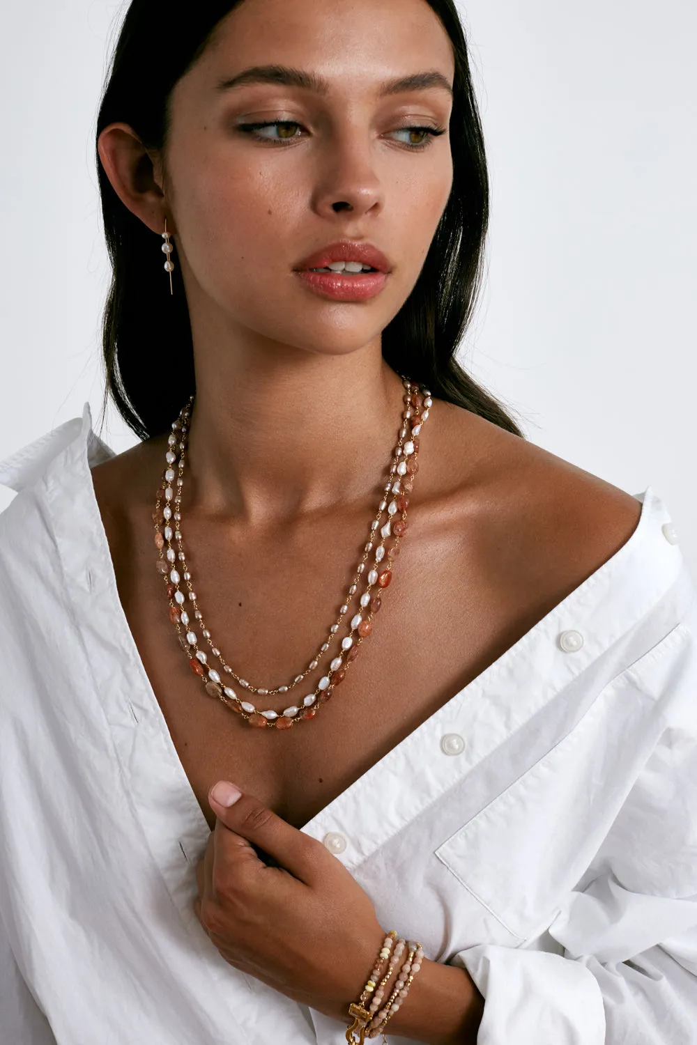Santa Fe Necklace White Pearl