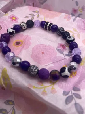 Shades of Purple Black Shiny Stretch Bracelet