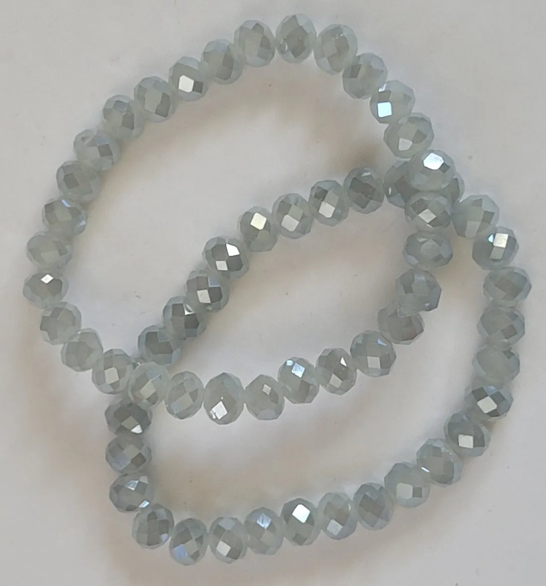 Shiny Medium Rondelle Bead Ice Crystal Stretch Bracelet