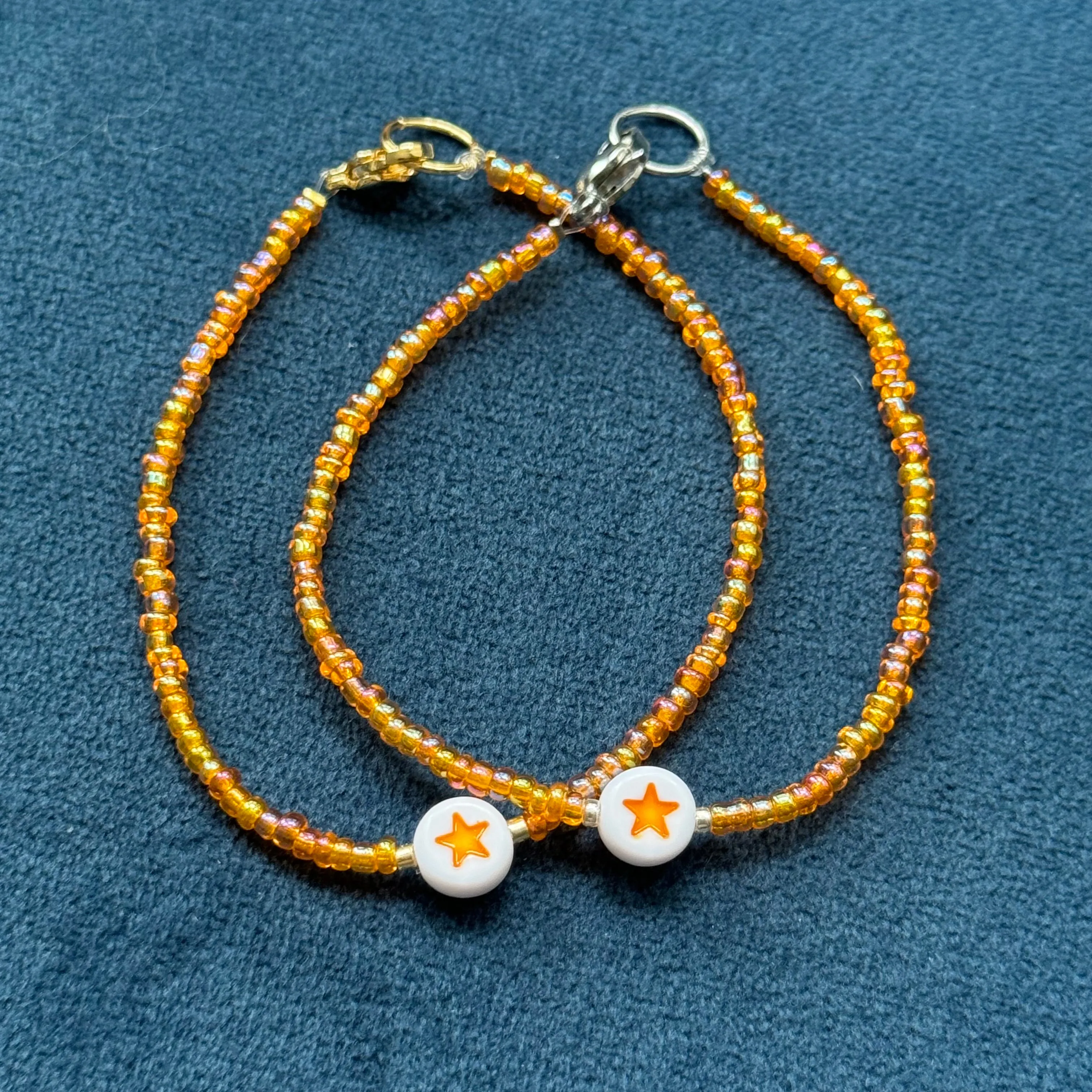 Shiny orange glass bead bracelets