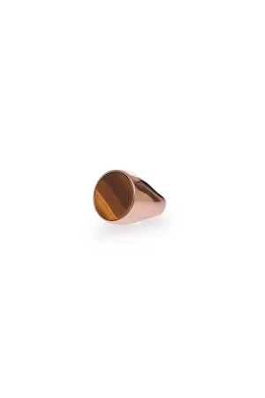 Signet Ring in 18K Rose Gold & Tiger's Eye Stone with Brown Diamond