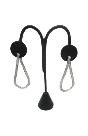 Silver Baguette Straight Drop Earrings