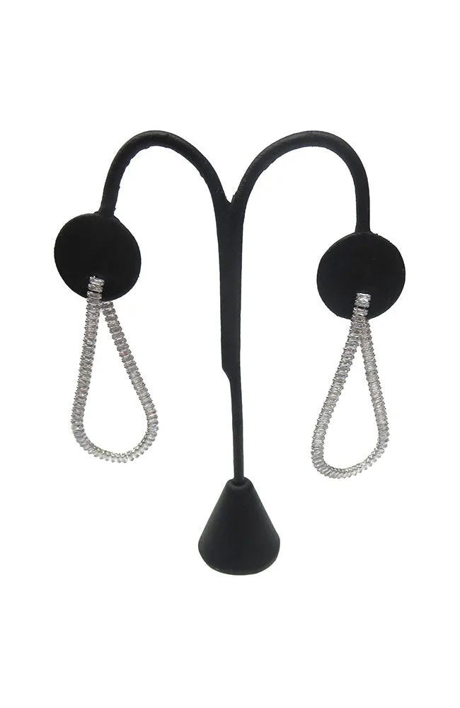 Silver Baguette Straight Drop Earrings