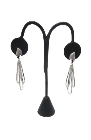 Silver CZ 3 Hoop Strand Earrings