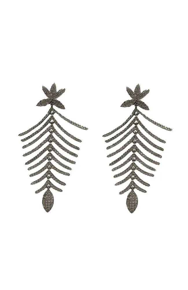 Silver CZ Tiered Flare Earrings