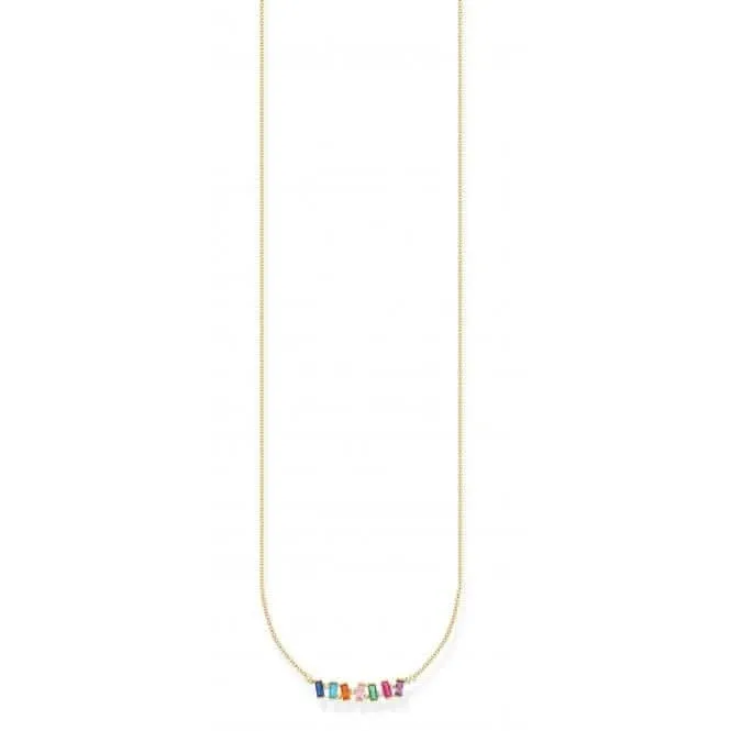 Silver Gold Plated Zirconia Multicoloured Necklace KE2095-488-7-L45V