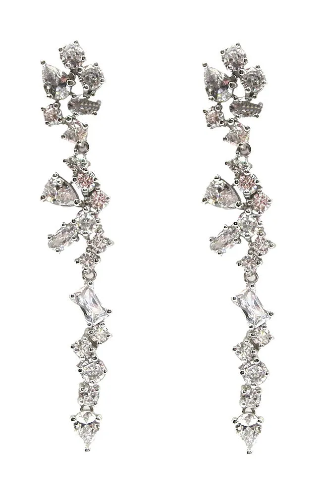 Silver Multi Crystal Drop Earrings