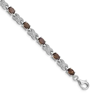 Silver Polished Smoky Quartz Gemstone Bracelet