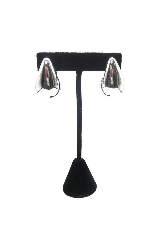 Silver Puffy Teardrop Earrings