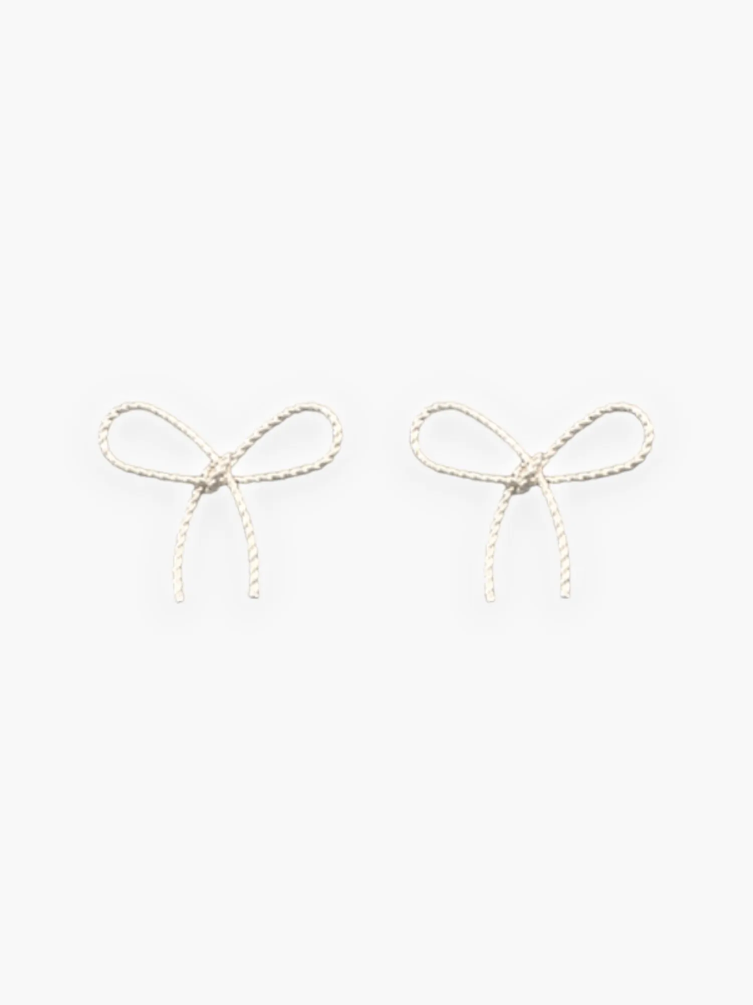 Silver Textured Wire Bow Earrings