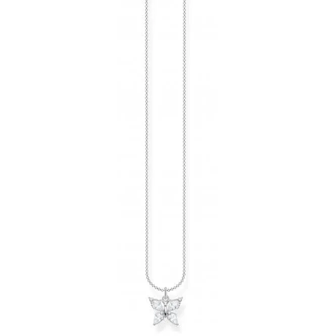 Silver Zirconia White Butterfly Necklace KE2101-051-14-L45V