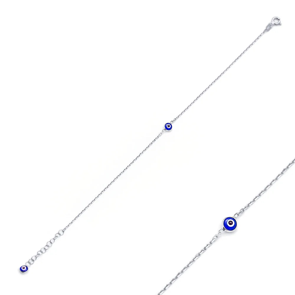 Single Evil Eye Bracelet 925 Sterling Silver Luxury Front and Back Eye Dainty Bracelet Waterproof Luxury Fine Jewelry