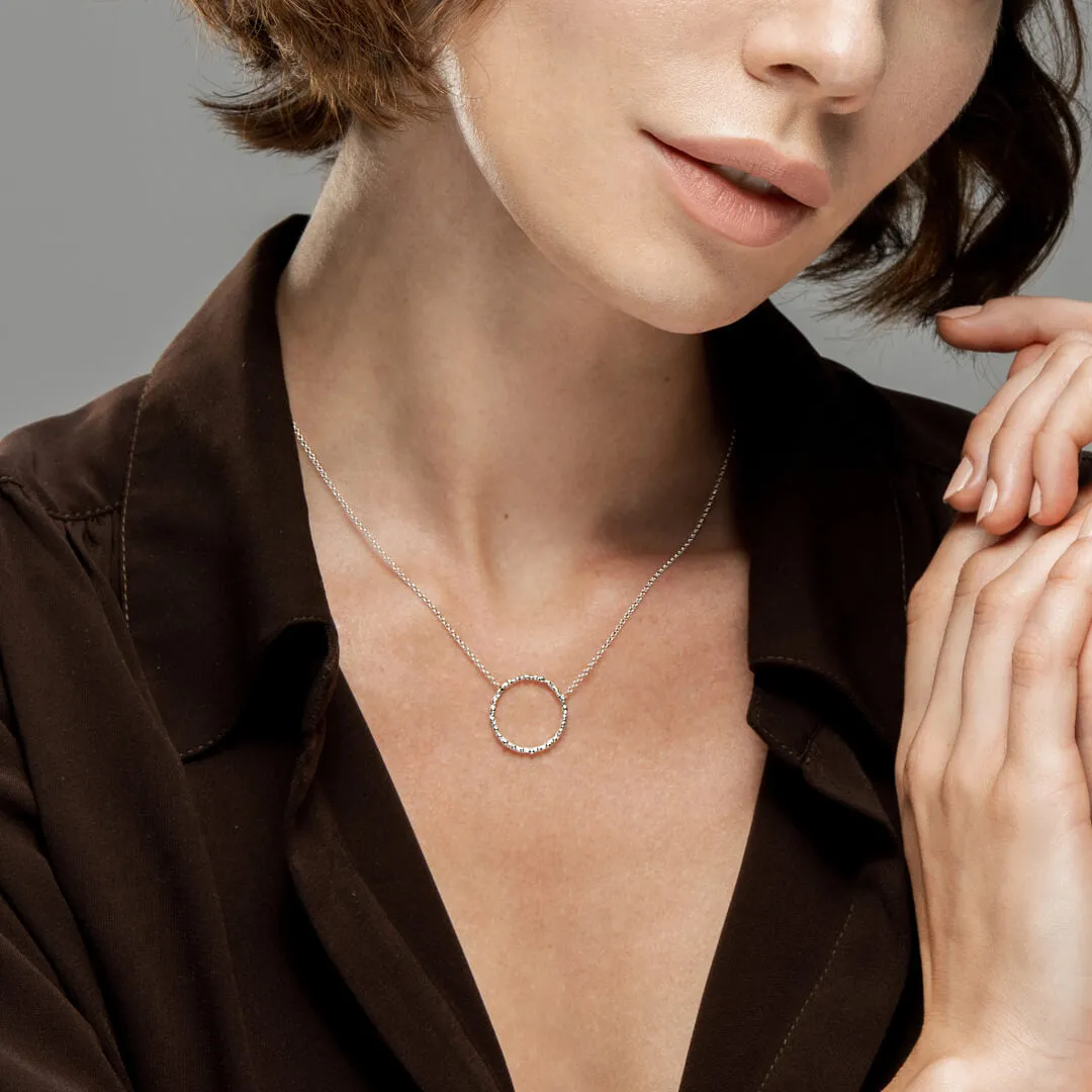 Small twig hoop with dewdrops - sparkling necklace - silver 925