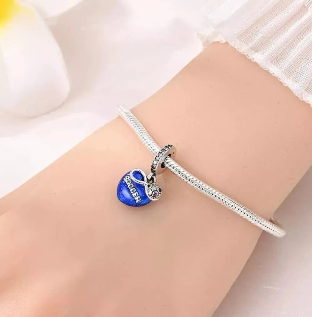 Soccer Forever Heart Dangle Charm