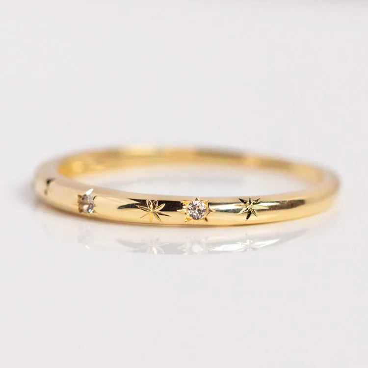 Solid Gold Starry White Sapphire Band