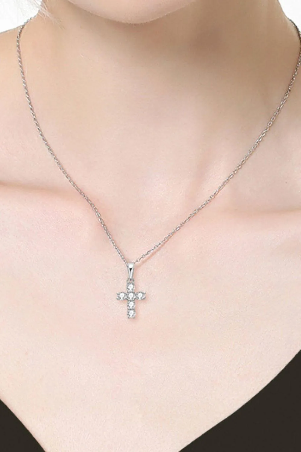 Sparkling Allure Moissanite Cross Pendant Necklace